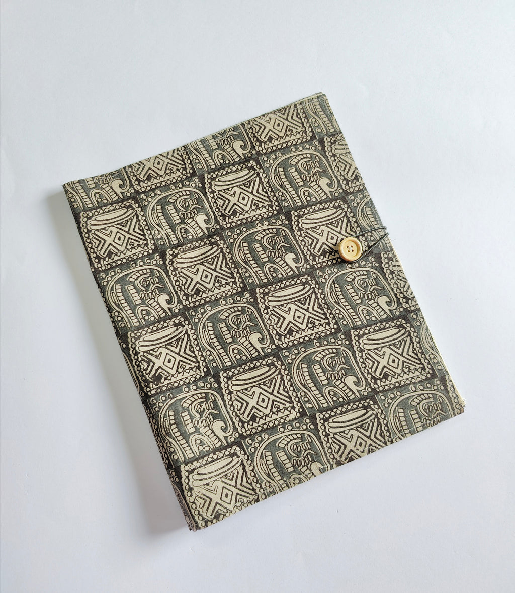 FILE FOLDER - Soft bound - A4 Size - Grey Kalamkari